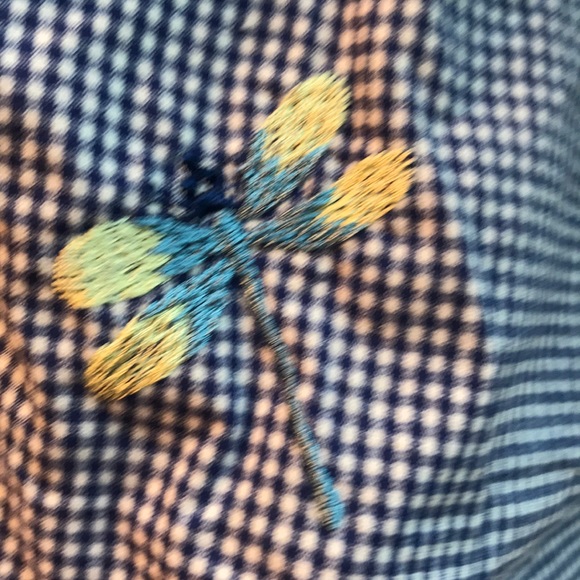 Talbots gingham dragonfly embroidered shift dress - Picture 2 of 6